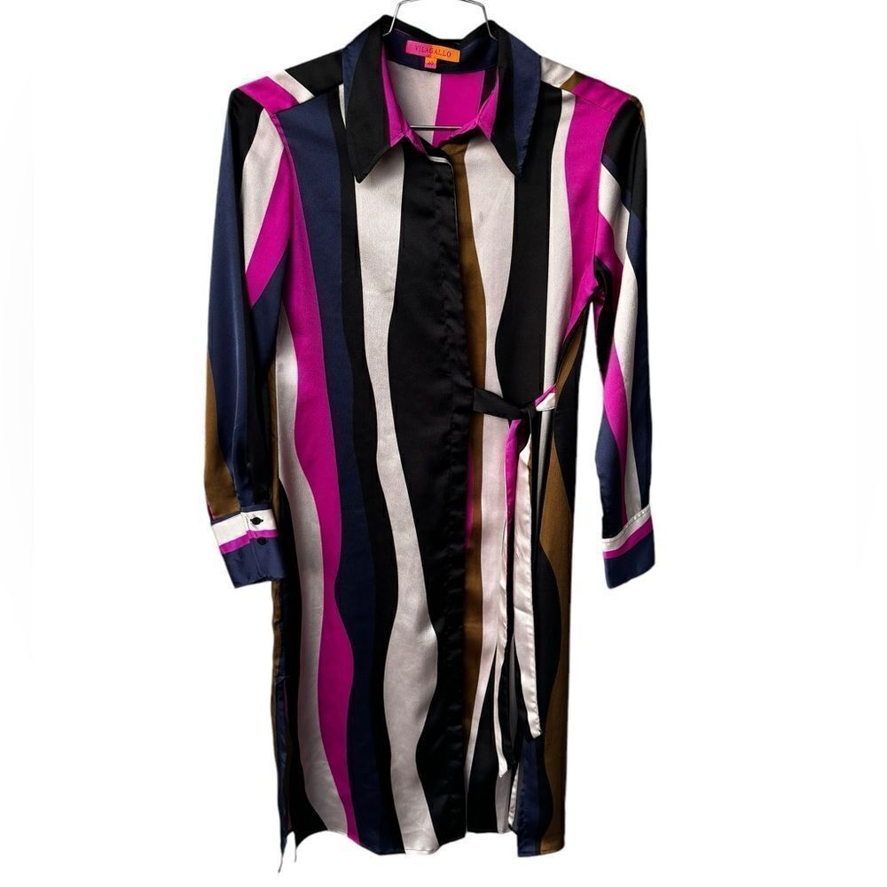 Vilagallo Esther Silk Midi Button Down Dress - Picture 2 of 7